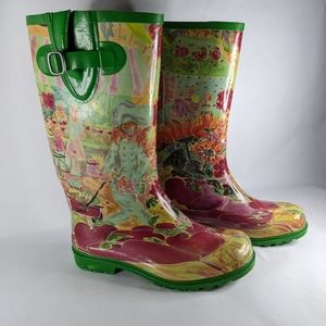 Nomad Puddles Rain Boots w/ M. Nicole van Dam "Chef at the Farmer's Market" 8M